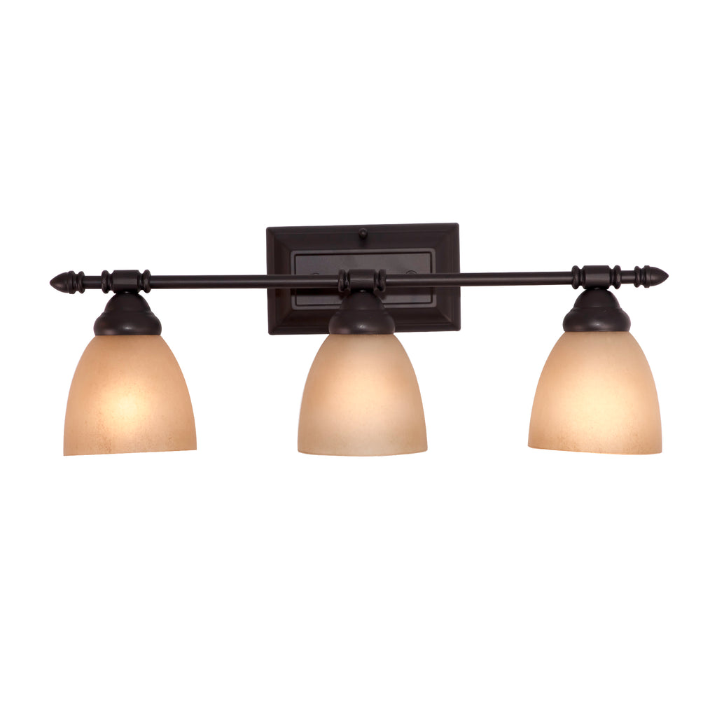 Apollo 23.75 in. 3-Light Oil Rubbed Bronze Modern Vanity Light with Alabaster Glass Shades for Bathrooms