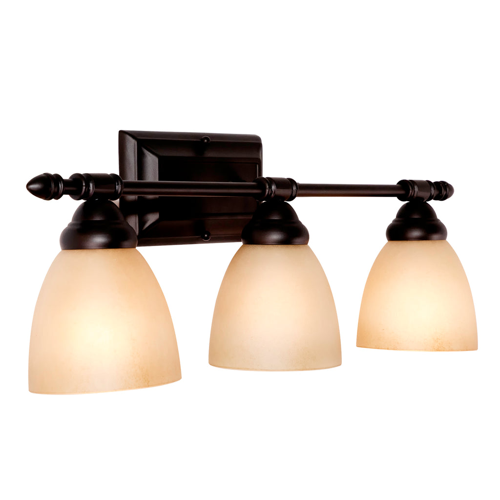 Apollo 23.75 in. 3-Light Oil Rubbed Bronze Modern Vanity Light with Alabaster Glass Shades for Bathrooms