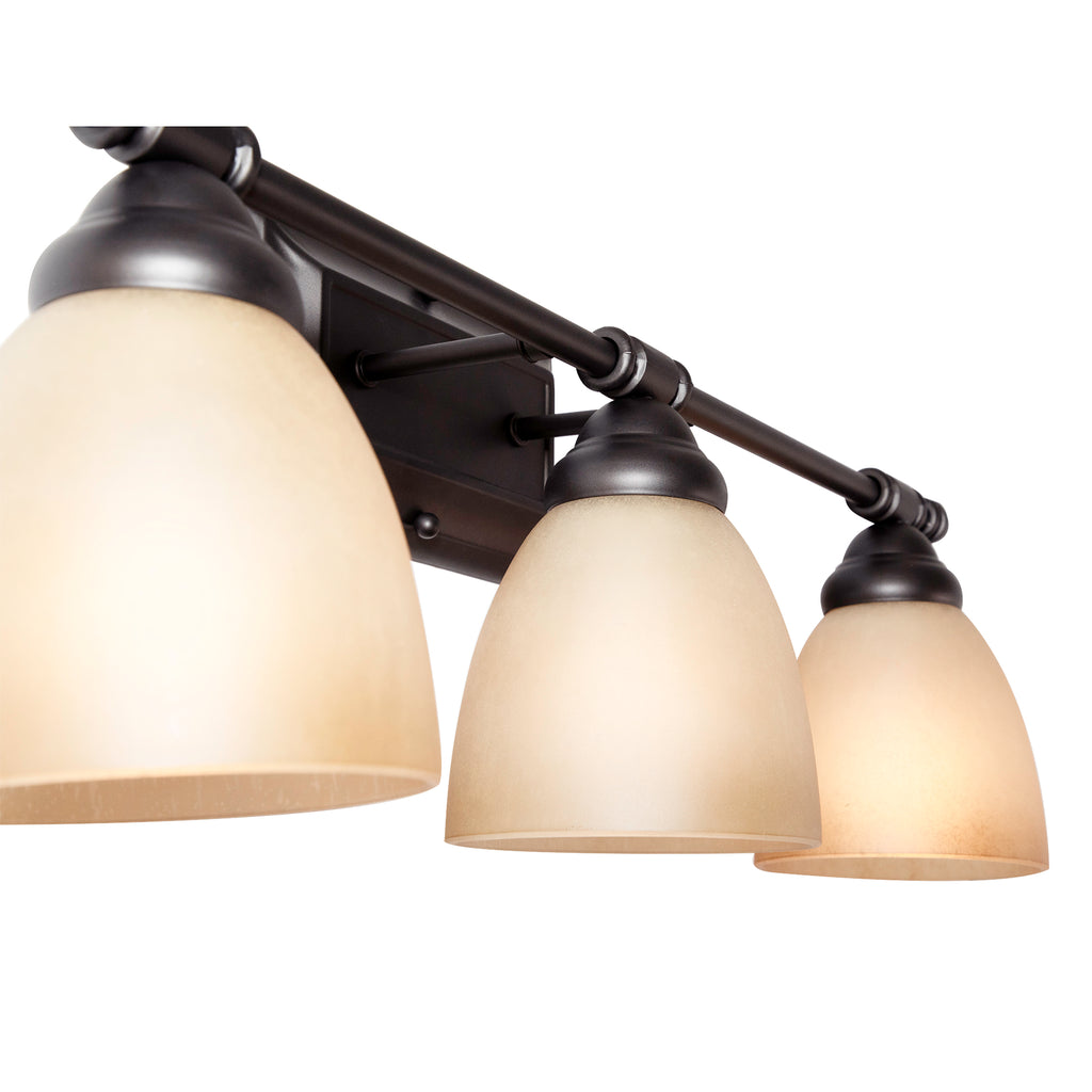 Apollo 23.75 in. 3-Light Oil Rubbed Bronze Modern Vanity Light with Alabaster Glass Shades for Bathrooms