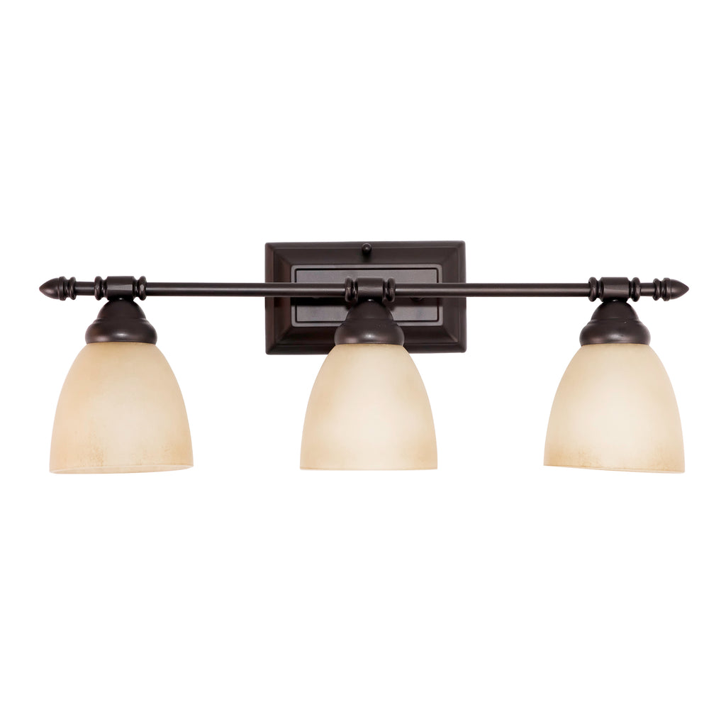 Apollo 23.75 in. 3-Light Oil Rubbed Bronze Modern Vanity Light with Alabaster Glass Shades for Bathrooms
