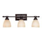 Apollo 23.75 in. 3-Light Oil Rubbed Bronze Modern Vanity Light with Alabaster Glass Shades for Bathrooms