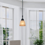 Apollo 60-Watt 1-Light Oil Rubbed Bronze Transitional Mini Pendant Light with Amber Sandstone Shade, No Bulbs Included