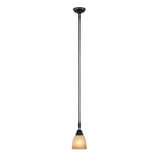 Apollo 60-Watt 1-Light Oil Rubbed Bronze Transitional Mini Pendant Light with Amber Sandstone Shade, No Bulbs Included