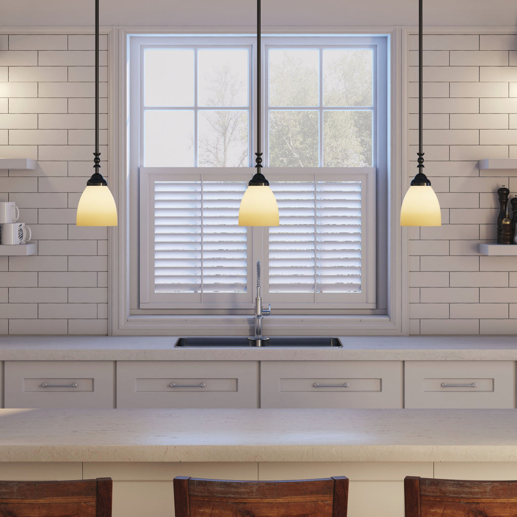 Apollo 60-Watt 1-Light Oil Rubbed Bronze Transitional Mini Pendant Light with Amber Sandstone Shade, No Bulbs Included