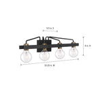 Ravella 33.25 in. 4-Light Black Industrial Vanity Light for Bathrooms