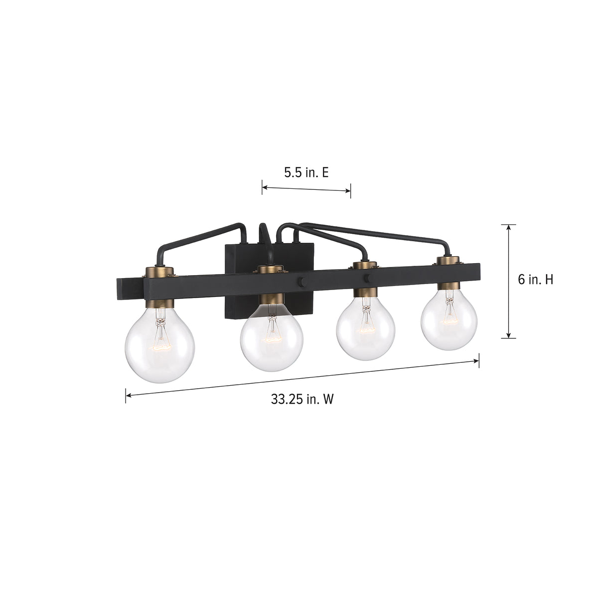Ravella 33.25 in. 4-Light Black Industrial Vanity Light for Bathrooms