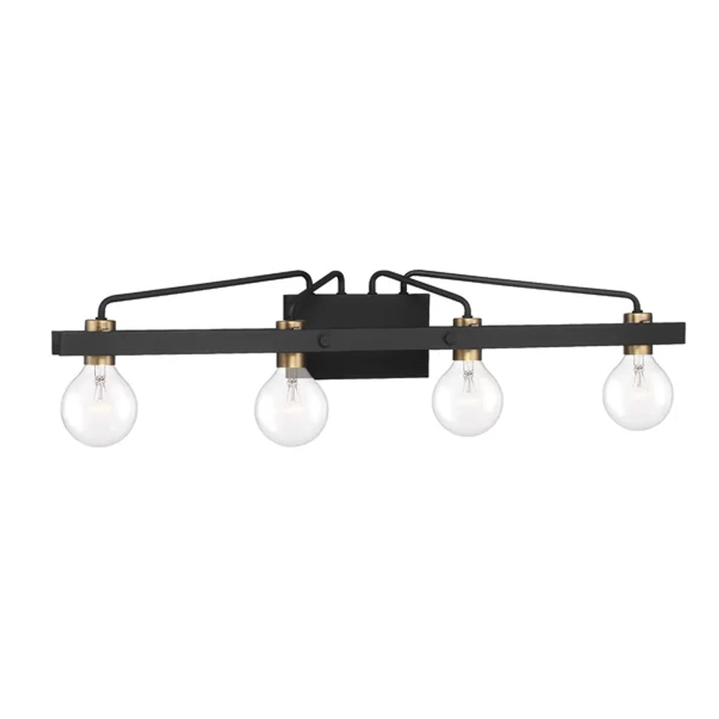 Ravella 33.25 in. 4-Light Black Industrial Vanity Light for Bathrooms