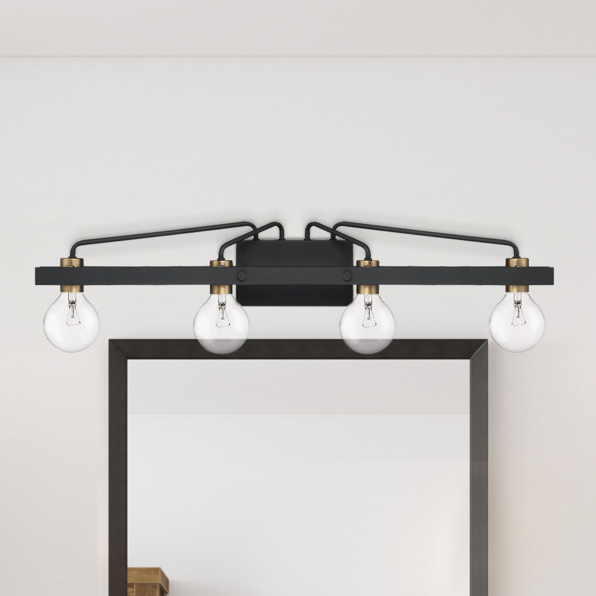 Ravella 33.25 in. 4-Light Black Industrial Vanity Light for Bathrooms
