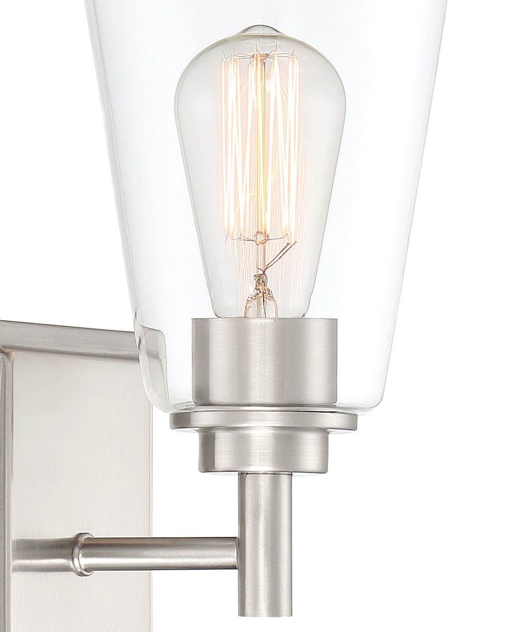 Westin 5.25 in. 1-Light Satin Platinum Industrial Wall Sconce with Clear Glass Shade for Living Rooms