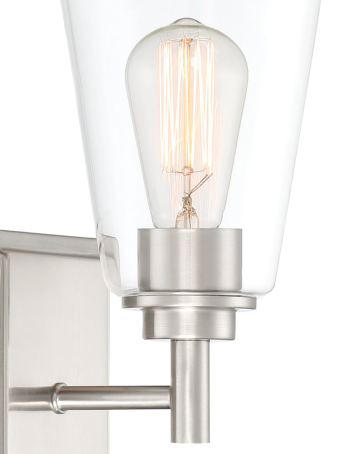 Westin 5.25 in. 1-Light Satin Platinum Industrial Wall Sconce with Clear Glass Shade for Living Rooms