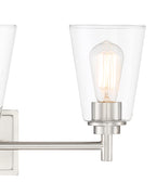Westin 22.5 in. 3-Light Satin Platinum Industrial Wall Sconce with Clear Glass Shades for Living Rooms