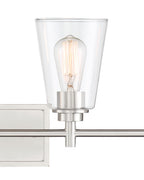 Westin 31 in. 4-Light Satin Platinum Industrial Vanity Light with Clear Glass Shades for Bathrooms
