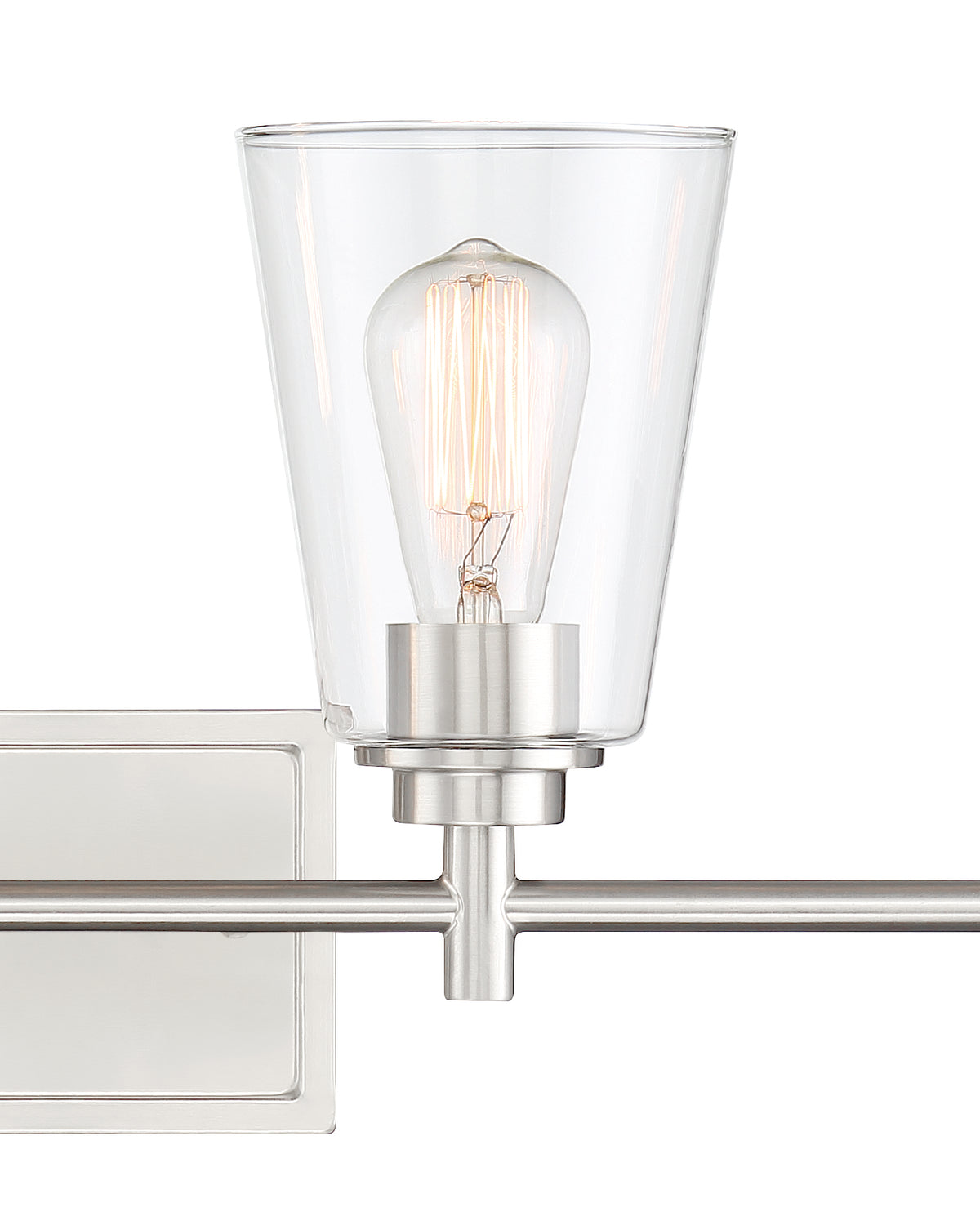 Westin 31 in. 4-Light Satin Platinum Industrial Vanity Light with Clear Glass Shades for Bathrooms