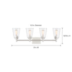Westin 31 in. 4-Light Satin Platinum Industrial Vanity Light with Clear Glass Shades for Bathrooms