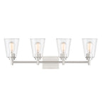 Westin 31 in. 4-Light Satin Platinum Industrial Vanity Light with Clear Glass Shades for Bathrooms