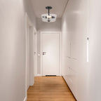 Westin 12 in. 2-Light Matte Black Industrial Entryway Semi-Flush Mount with Clear Glass Shade