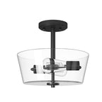 Westin 12 in. 2-Light Matte Black Industrial Entryway Semi-Flush Mount with Clear Glass Shade