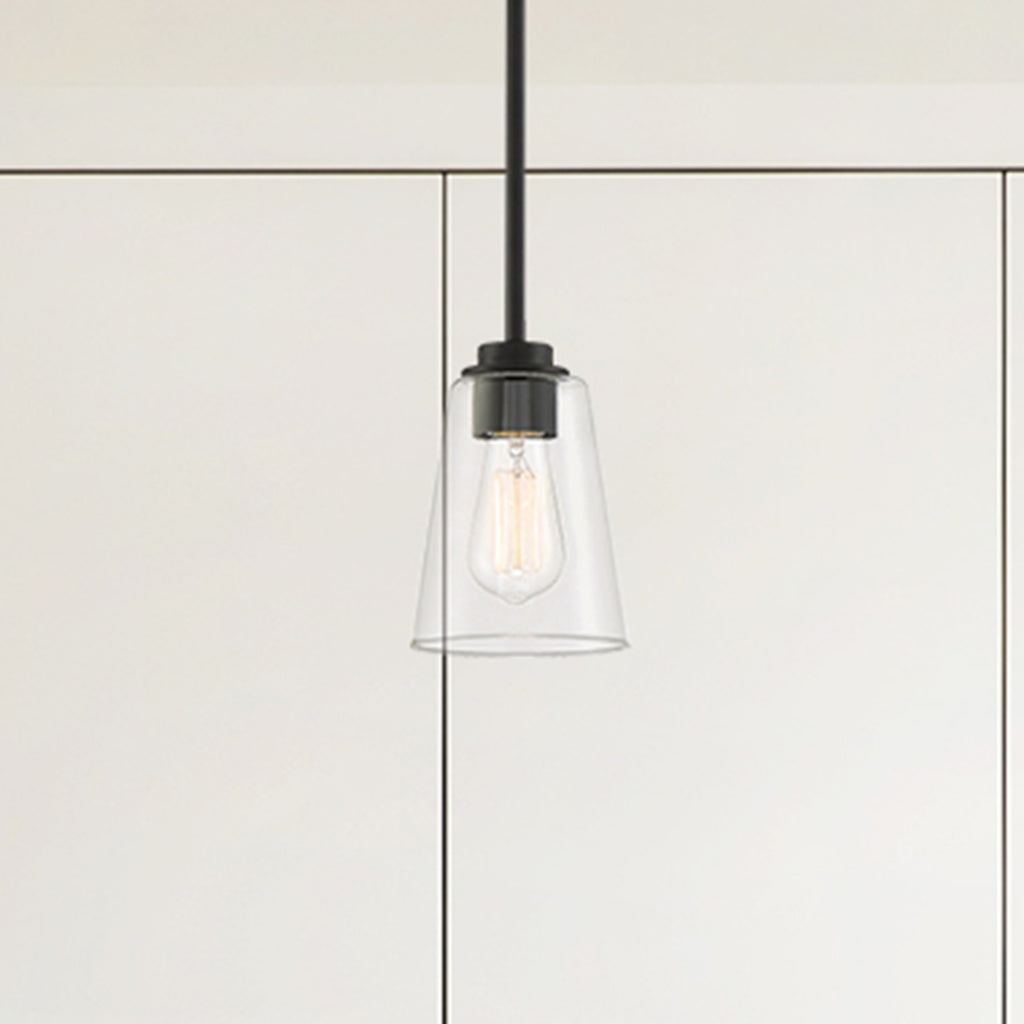 Westin 60-Watt 1-Light Matte Black Industrial Pendant Light with Clear Glass Shade and No Bulbs Included