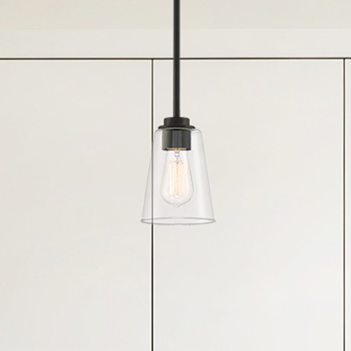 Westin 60-Watt 1-Light Matte Black Industrial Pendant Light with Clear Glass Shade and No Bulbs Included