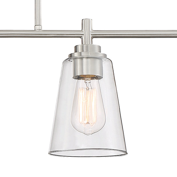 Westin 4-Light Satin Platinum Industrial Linear Chandelier for Kitchen Islands with No Bulbs Included