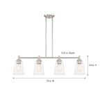 Westin 4-Light Satin Platinum Industrial Linear Chandelier for Kitchen Islands with No Bulbs Included