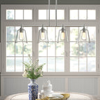 Westin 4-Light Satin Platinum Industrial Linear Chandelier for Kitchen Islands with No Bulbs Included