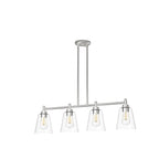 Westin 4-Light Satin Platinum Industrial Linear Chandelier for Kitchen Islands with No Bulbs Included