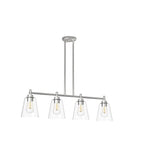 Westin 4-Light Satin Platinum Industrial Linear Chandelier for Kitchen Islands with No Bulbs Included