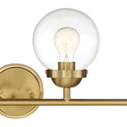 Knoll 33 in. 4-Light Brushed Gold Retro Vanity Light with Clear Glass Shades for Bathrooms