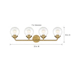 Knoll 33 in. 4-Light Brushed Gold Retro Vanity Light with Clear Glass Shades for Bathrooms