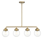 Knoll 4-Light Brushed Gold Retro Linear Chandelier for Kitchen Islands with No Bulbs Included