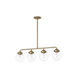 Knoll 4-Light Brushed Gold Retro Linear Chandelier for Kitchen Islands with No Bulbs Included
