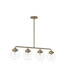Knoll 4-Light Brushed Gold Retro Linear Chandelier for Kitchen Islands with No Bulbs Included
