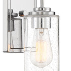 Logan 4.5 in. 1-Light Chrome Classic Wall Sconce with Clear Seedy Glass Shade for Living Rooms