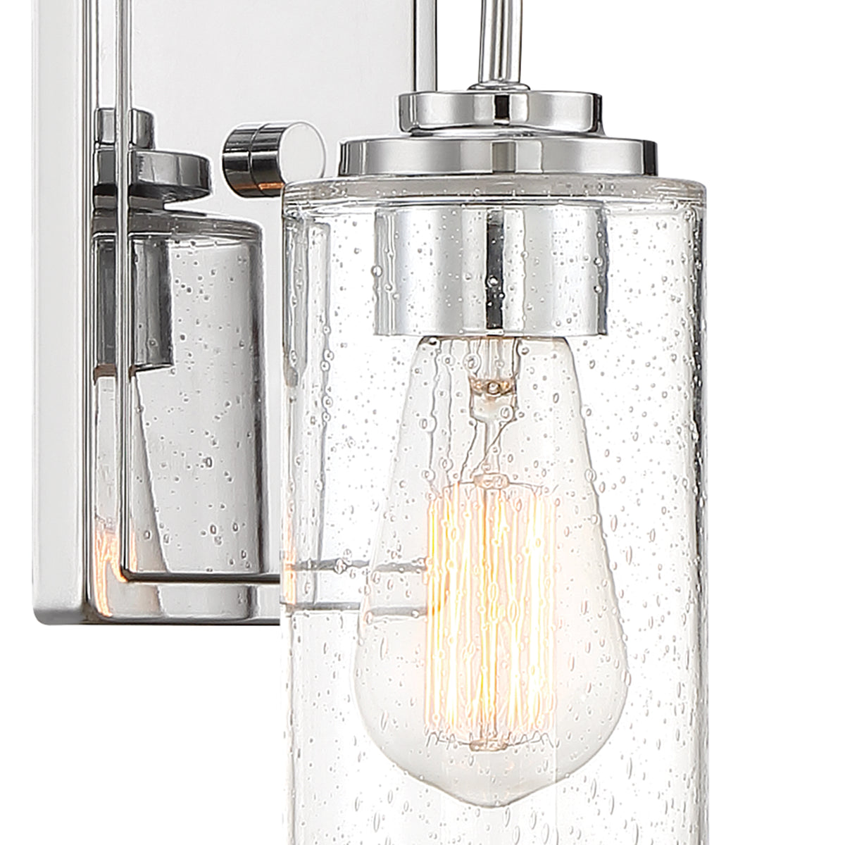 Logan 4.5 in. 1-Light Chrome Classic Wall Sconce with Clear Seedy Glass Shade for Living Rooms