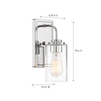 Logan 4.5 in. 1-Light Chrome Classic Wall Sconce with Clear Seedy Glass Shade for Living Rooms