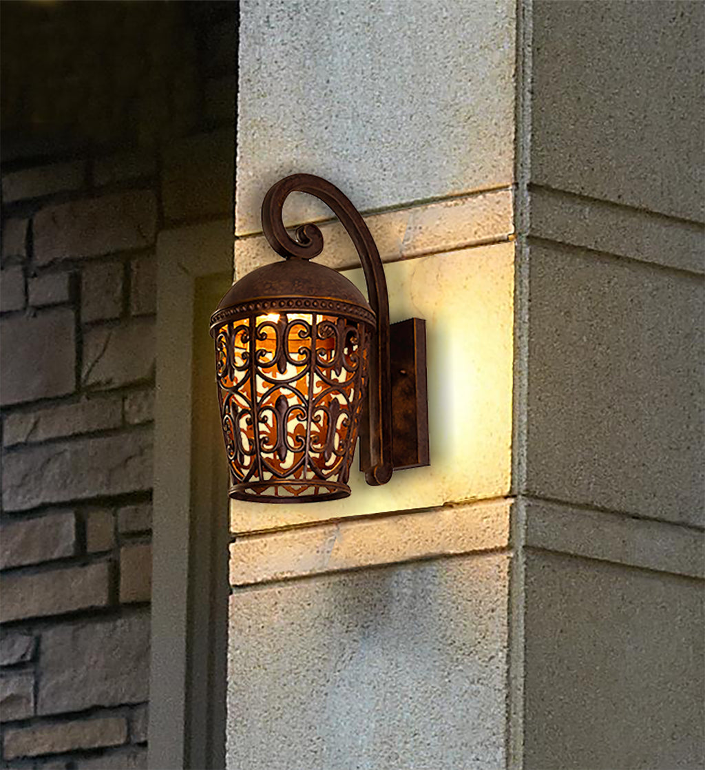 Amherst 1-Light Burnt Umber Outdoor Line Voltage Wall Sconce with No Bulb Included