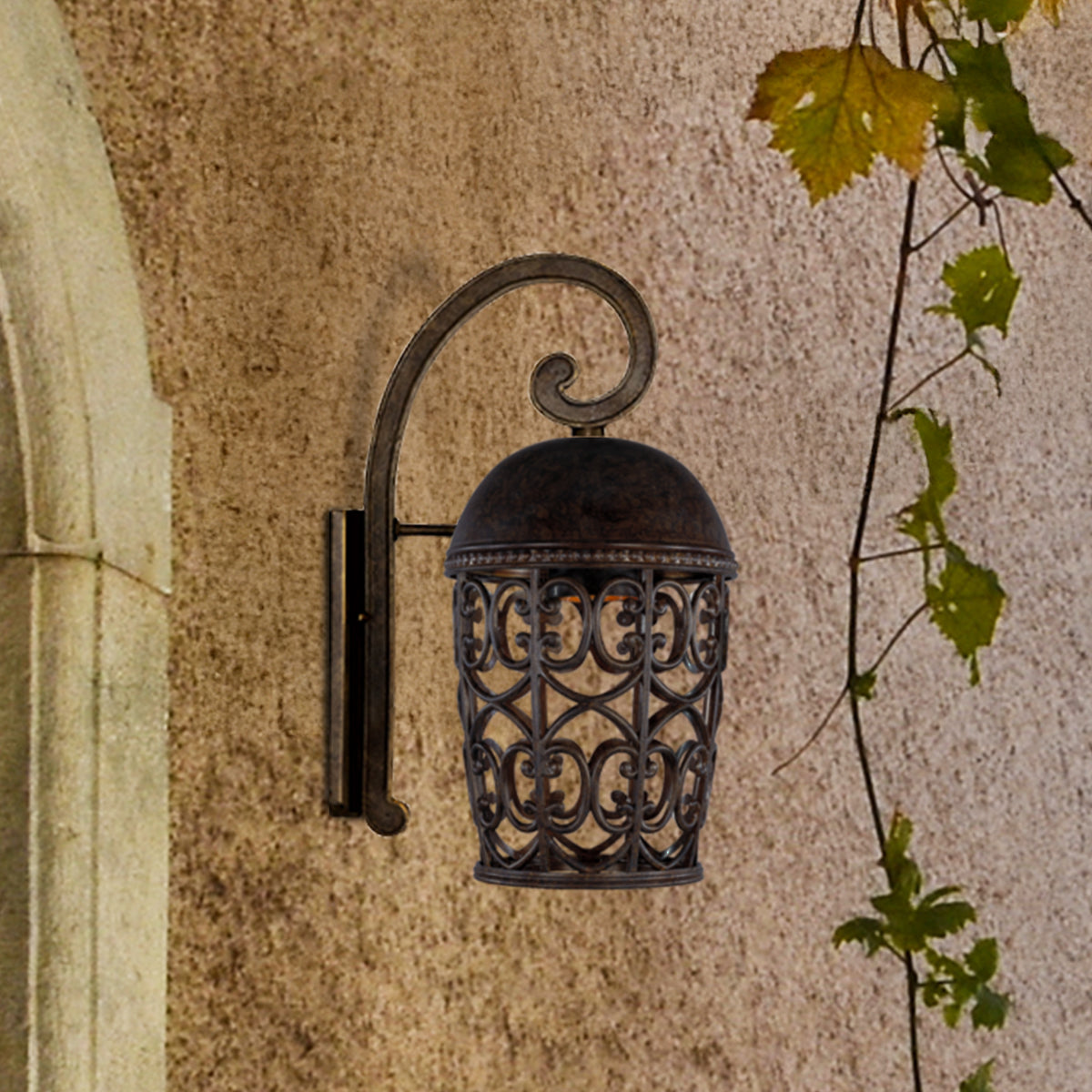 Amherst 1-Light Burnt Umber Outdoor Line Voltage Wall Sconce with No Bulb Included