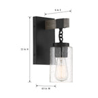 Fulton 4 in. 1-Light Matte Black Industrial Wall Sconce with Clear Seedy Glass Shade for Living Rooms