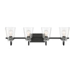 Inwood 32 in. 4-Light Matte Black Modern Vanity Light with Clear Glass Shades for Bathrooms