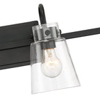 Inwood 32 in. 4-Light Matte Black Modern Vanity Light with Clear Glass Shades for Bathrooms