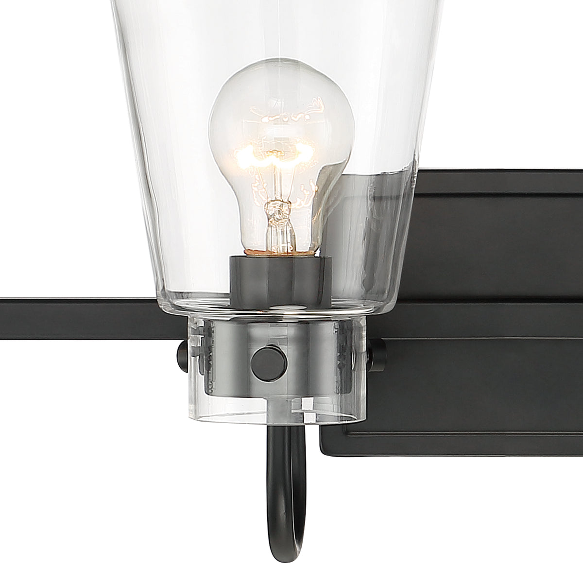 Inwood 32 in. 4-Light Matte Black Modern Vanity Light with Clear Glass Shades for Bathrooms