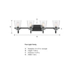 Inwood 32 in. 4-Light Matte Black Modern Vanity Light with Clear Glass Shades for Bathrooms