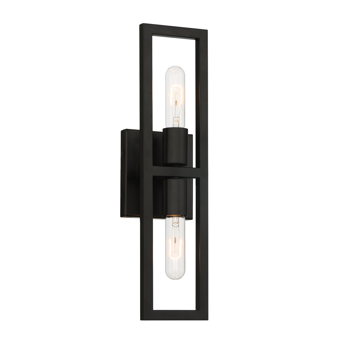 Urban Oasis 4.75 in. 2-Light Matte Black Minimalist Wall Sconce with Open Cage Design for Living Rooms