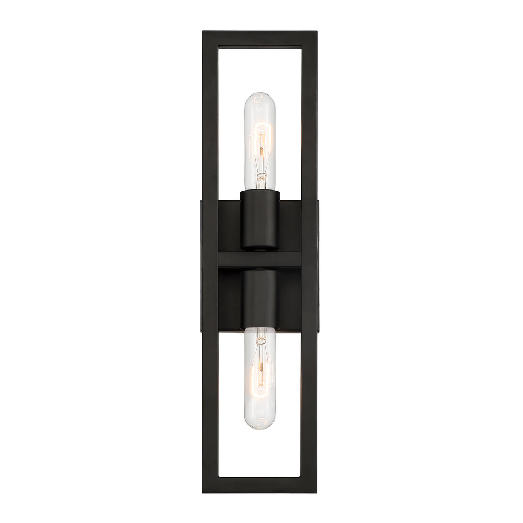 Urban Oasis 4.75 in. 2-Light Matte Black Minimalist Wall Sconce with Open Cage Design for Living Rooms
