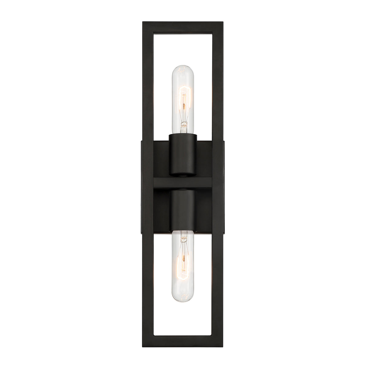Urban Oasis 4.75 in. 2-Light Matte Black Minimalist Wall Sconce with Open Cage Design for Living Rooms