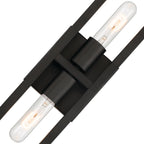 Urban Oasis 4.75 in. 2-Light Matte Black Minimalist Wall Sconce with Open Cage Design for Living Rooms