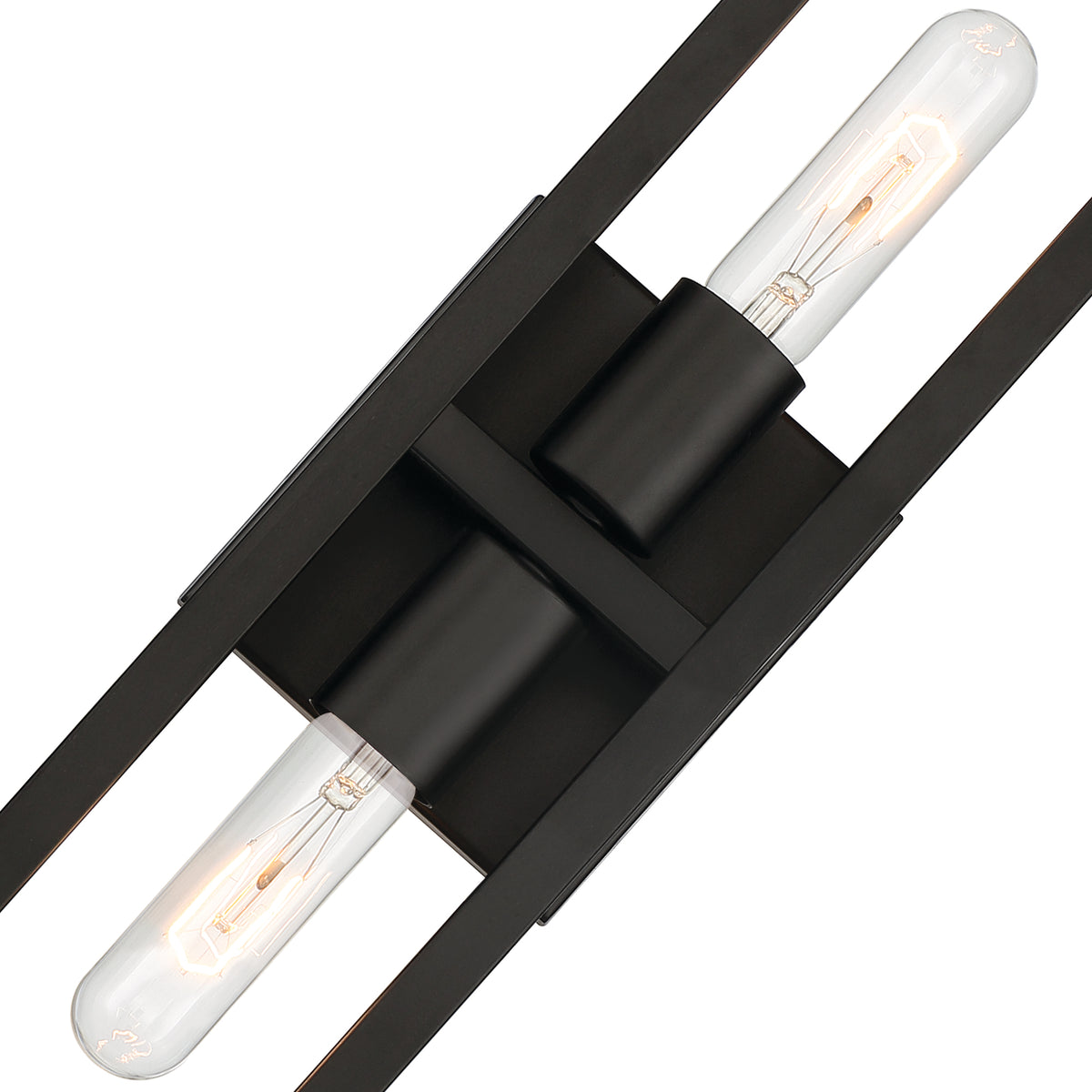 Urban Oasis 4.75 in. 2-Light Matte Black Minimalist Wall Sconce with Open Cage Design for Living Rooms