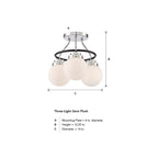 3 Light Semi Flush