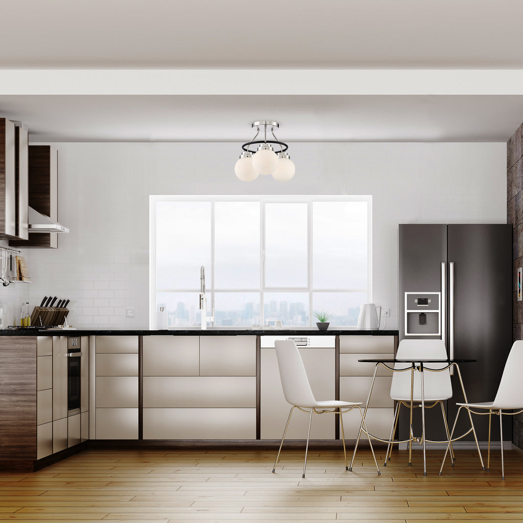 3 Light Semi Flush